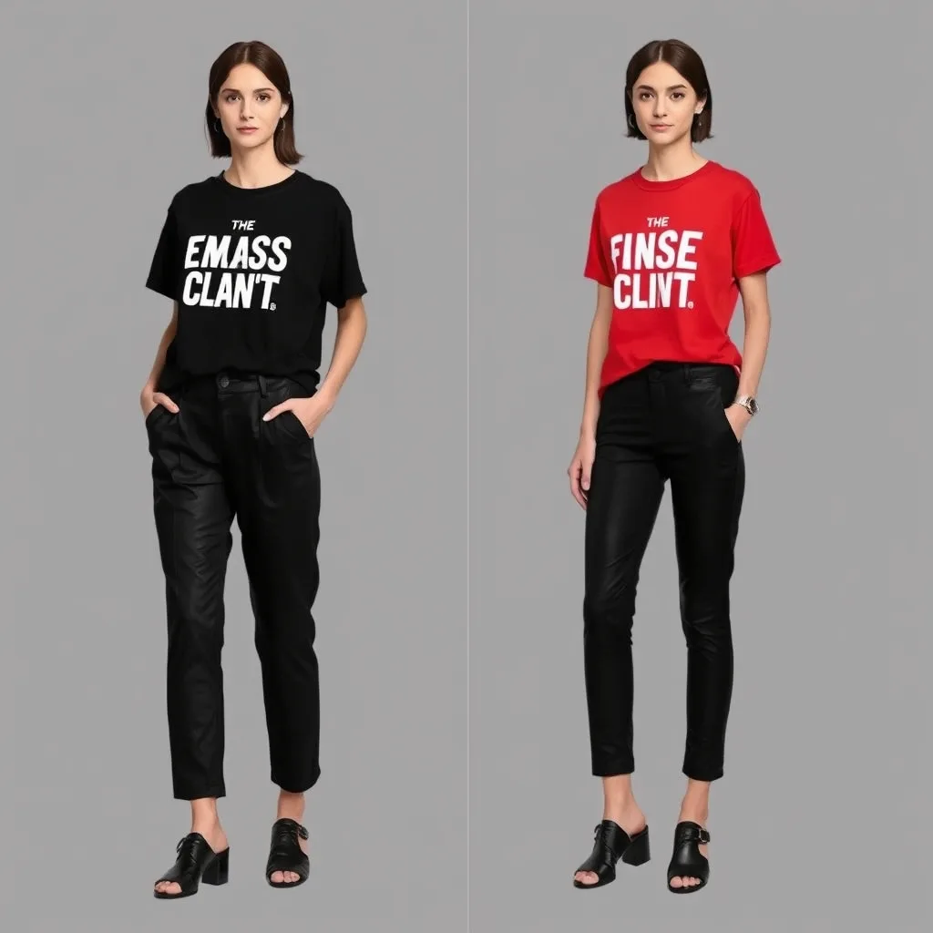 A person is dressed in a monochromatic black outfit featuring a graphic tee and black denim jeans. By matching the colors, the outfit feels cohesive and intentional. The variation in fabric textures between the soft cotton shirt and the sturdy denim adds depth to the look without requiring extra colors.