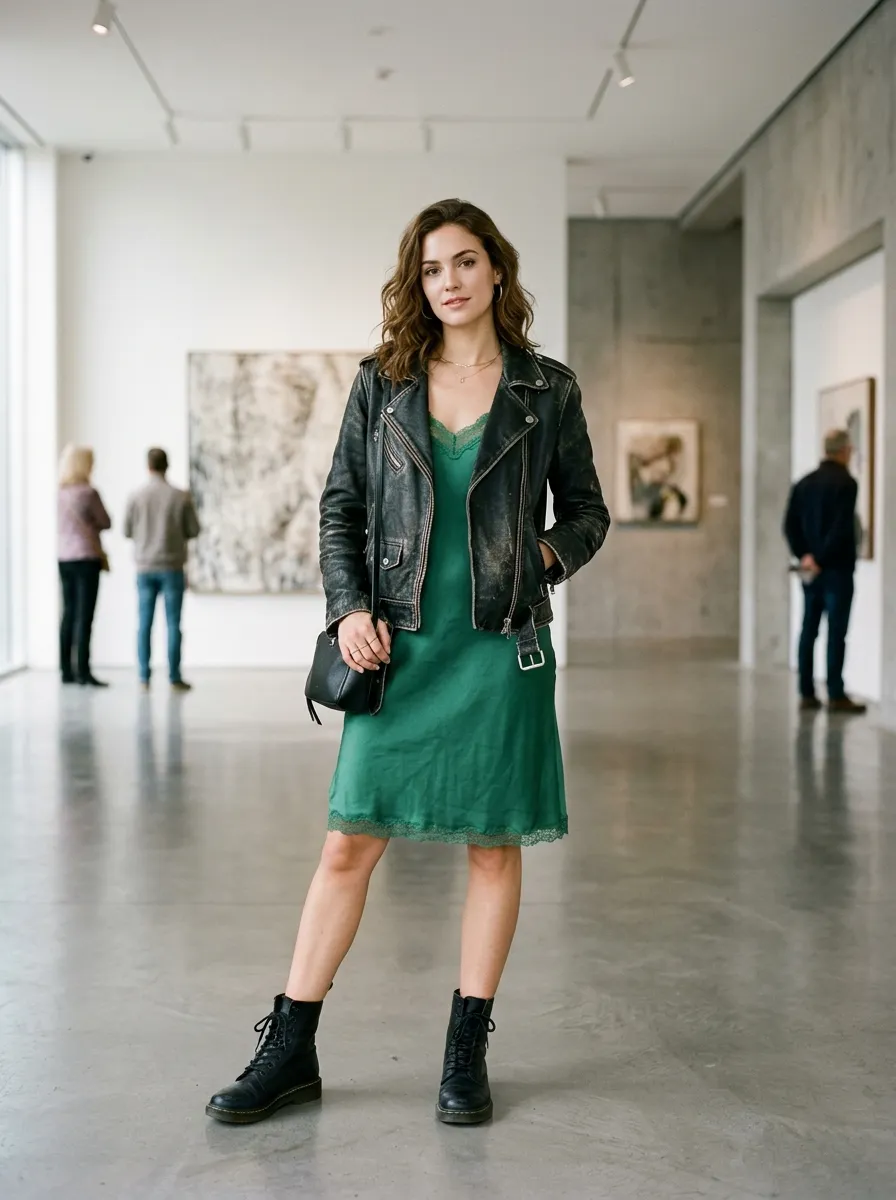 The Leather Jacket and Slip Dress