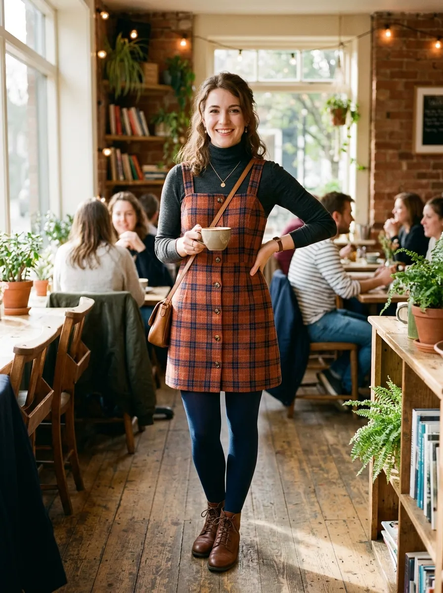 Turtleneck and Pinafore Dress