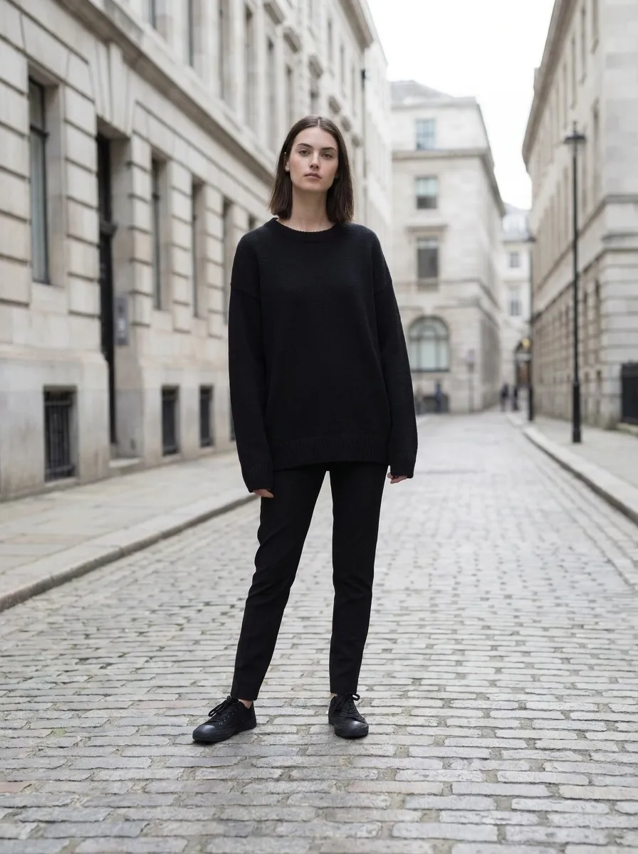 Monochrome Black Suiting and Canvas Shoes