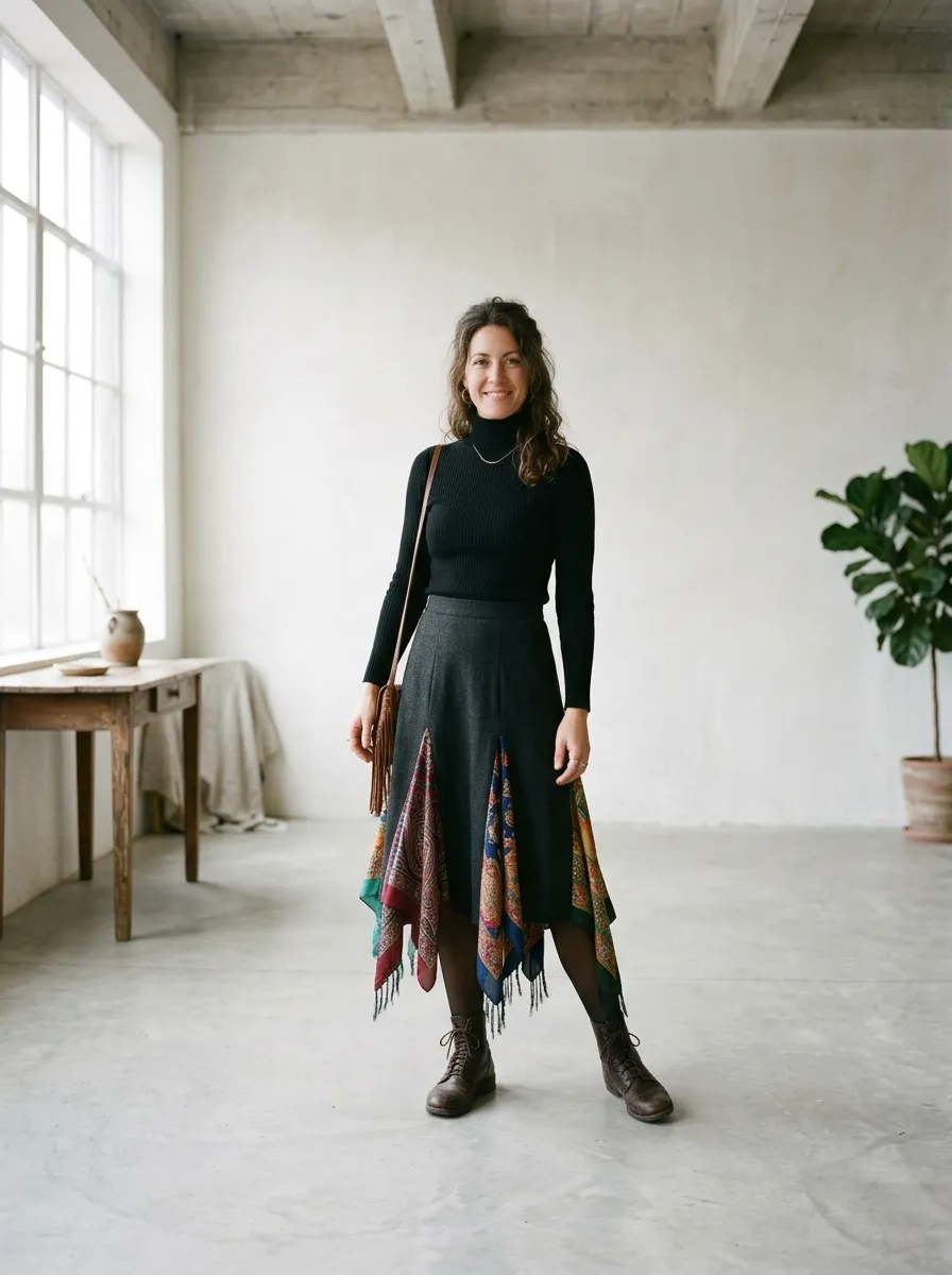 Scarf Hem Skirt