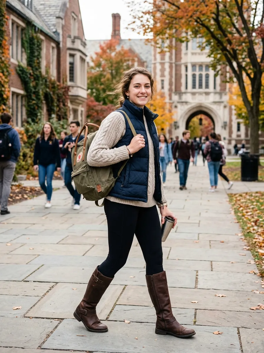 Puffer Vest and Long Sleeve Layer