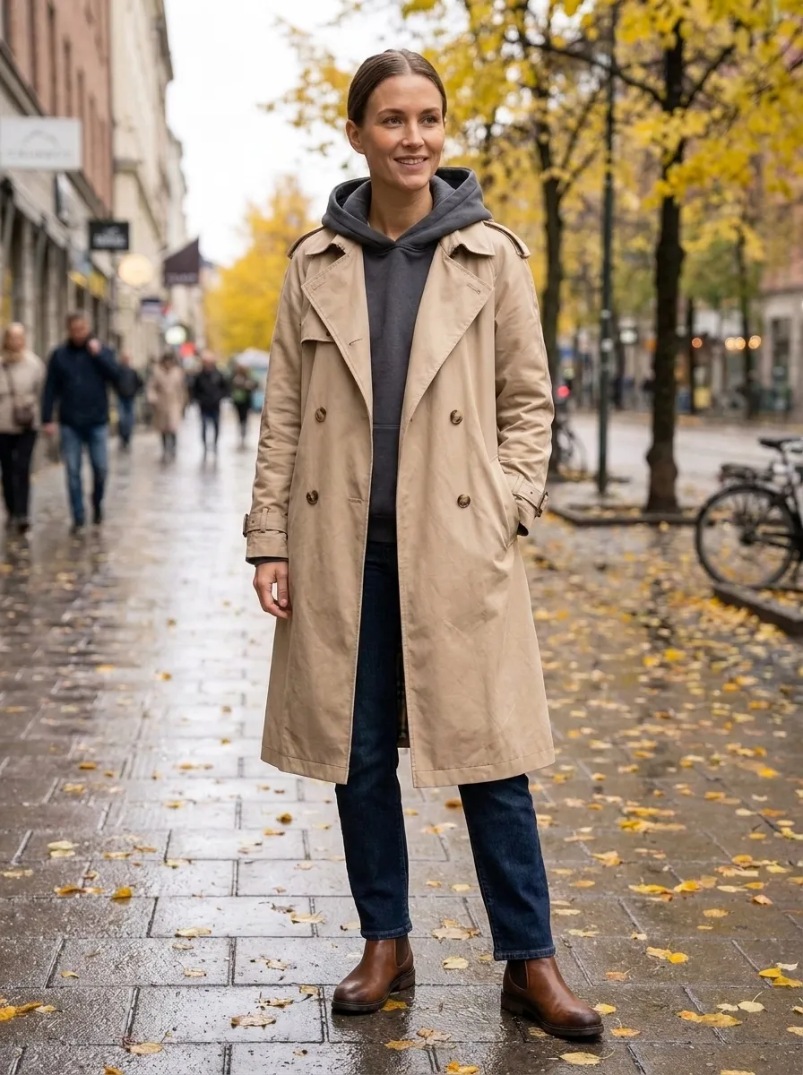 Trench Coat With A Hoodie — 15 Fall Outfit Ideas Using Clothes You Already Own