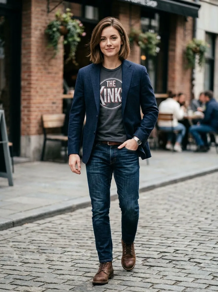 Blazer and Graphic Tee — 16 Easy Outfit Ideas for Fall Fashion Outfits Ideas Casual Chic