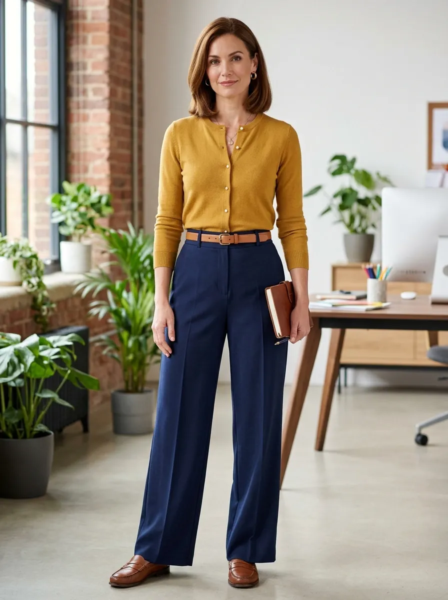 Cardigan and Wide Leg Trousers — 16 Easy Outfit Ideas for Fall Fashion Outfits Ideas Casual Chic