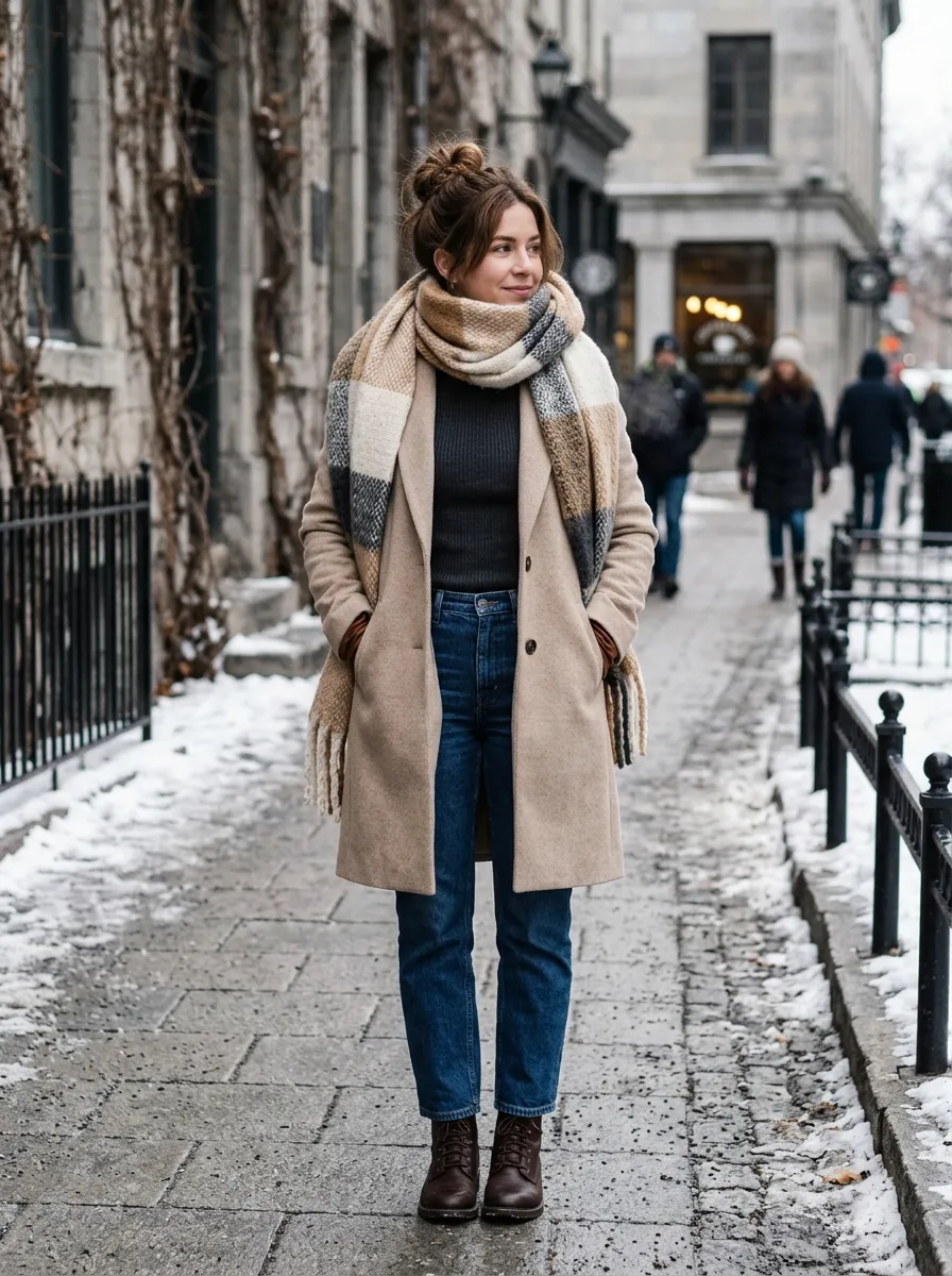 Oversized Scarf and Wool Coat — 16 Easy Outfit Ideas for Fall Fashion Outfits Ideas Casual Chic