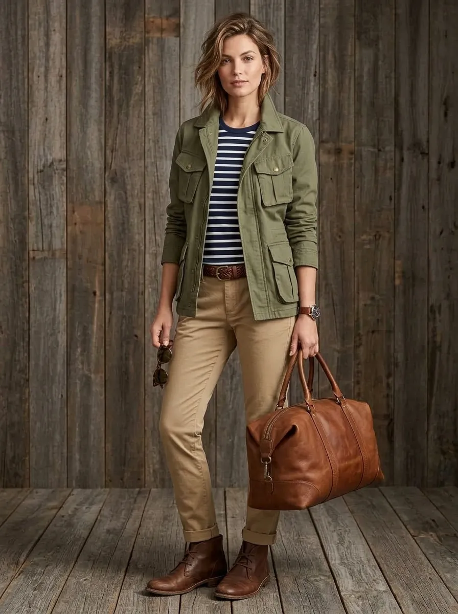 Styling utility jacket and tee — 16 Easy Outfit Ideas for Fall Fashion Outfits Ideas Casual Chic