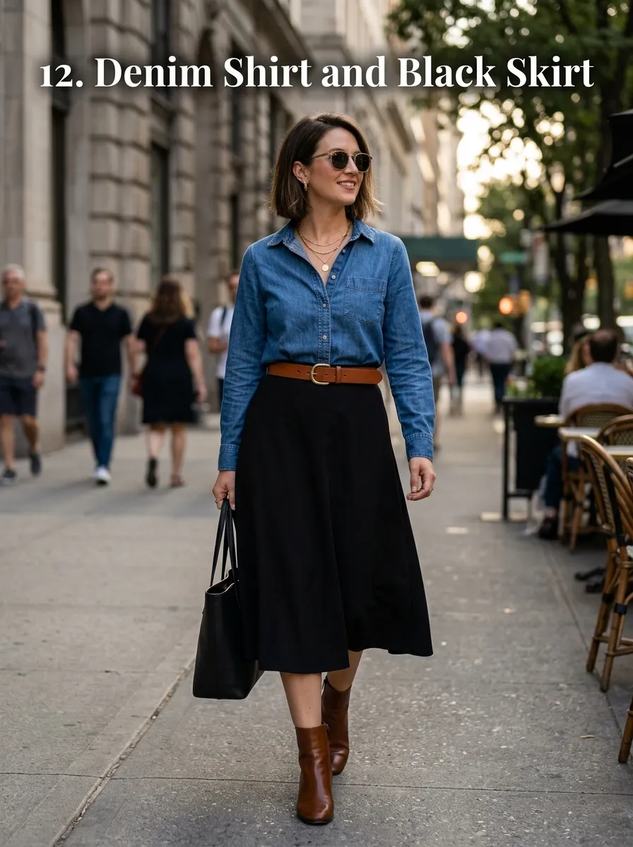 Styling denim shirt and skirt 20260918163329 — 16 Easy Outfit Ideas for Fall Fashion Outfits Ideas Casual Chic