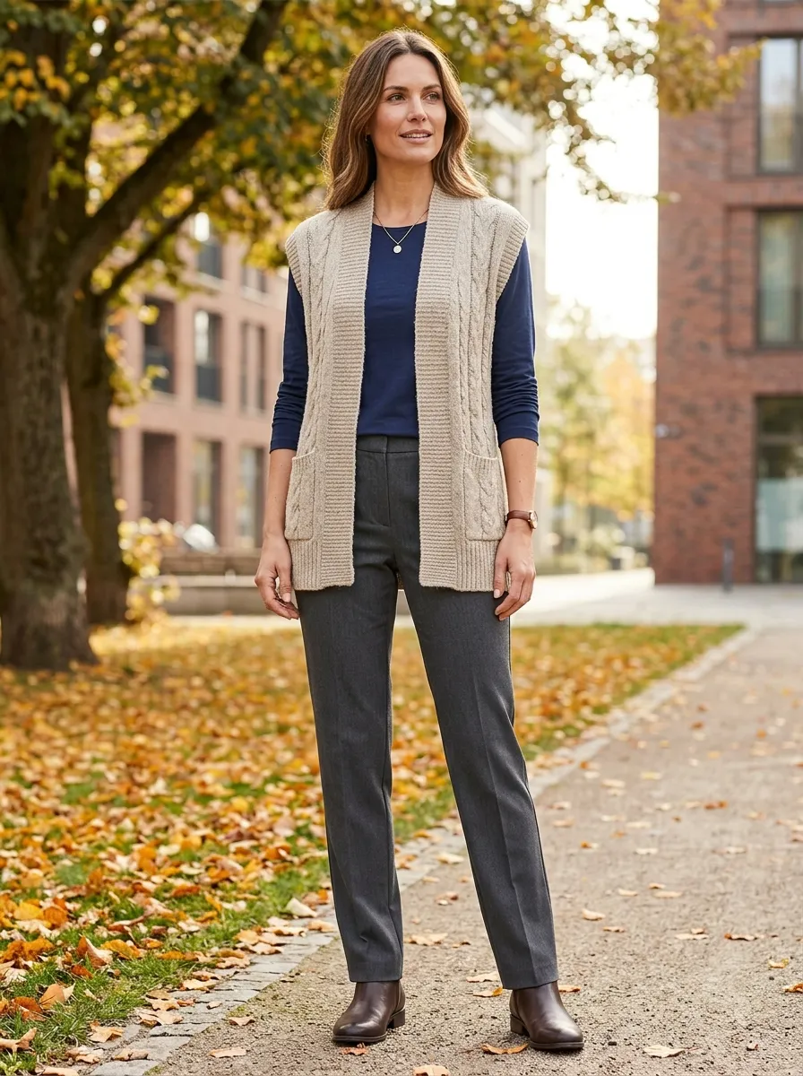 Wool Vest and Long Sleeve Tee — 16 Easy Outfit Ideas for Fall Fashion Outfits Ideas Casual Chic