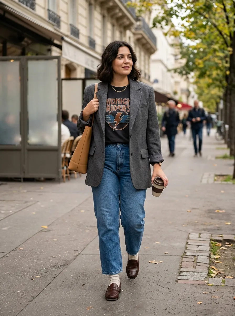 Blazer and Graphic Tee