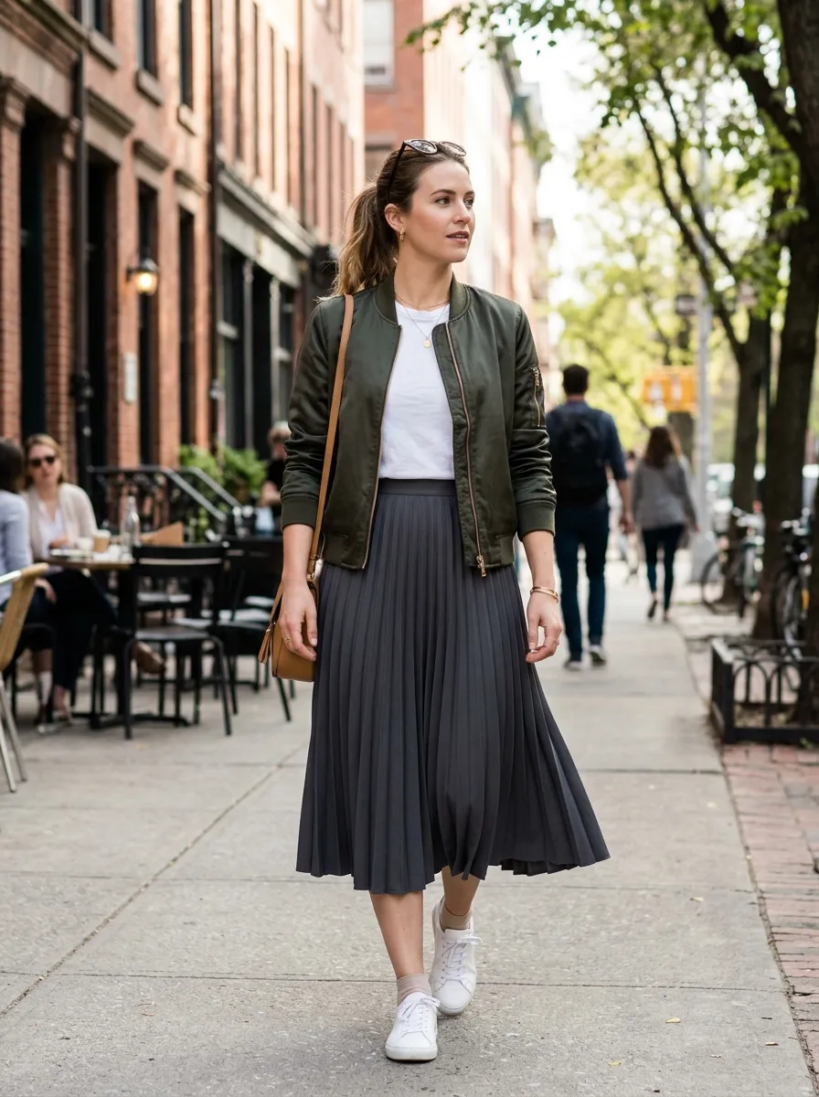 Bomber Jacket and Midi Skirt
