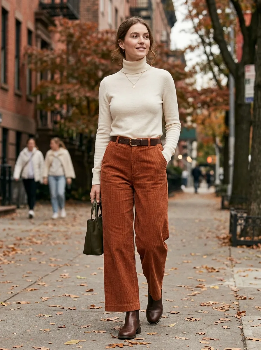 Corduroy Pants and Fitted Knit