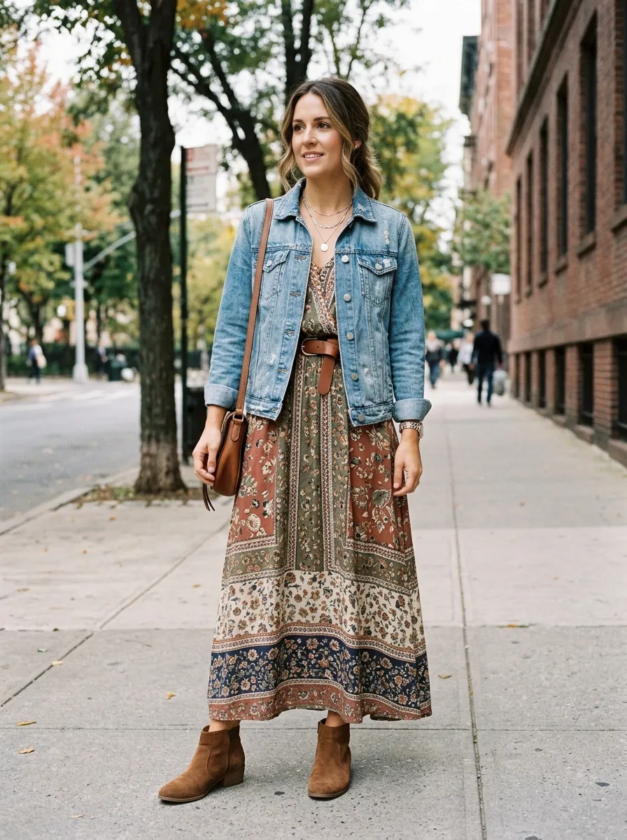 Denim Jacket and Maxi Dress
