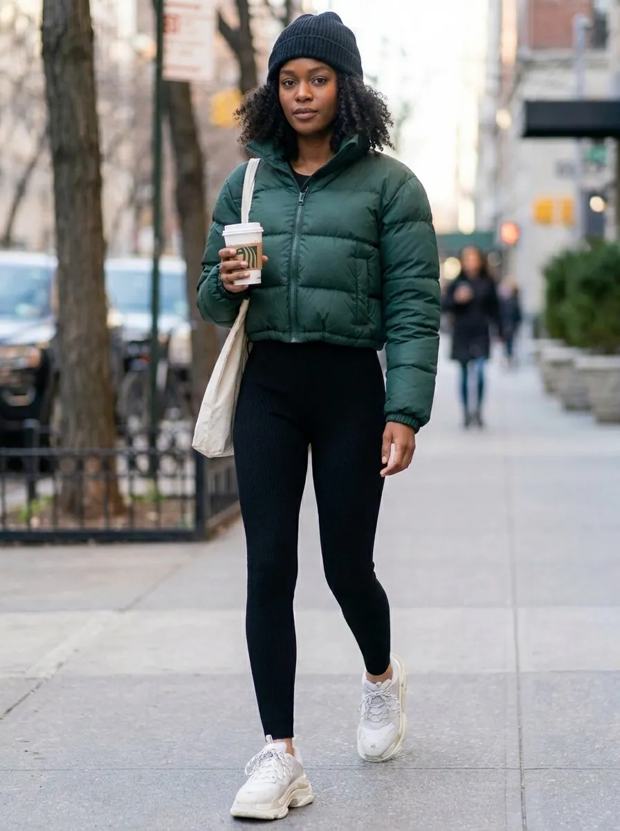 Puffer Jacket and Leggings — 17 Easy Outfit Ideas for Fall Outfits for Black Women