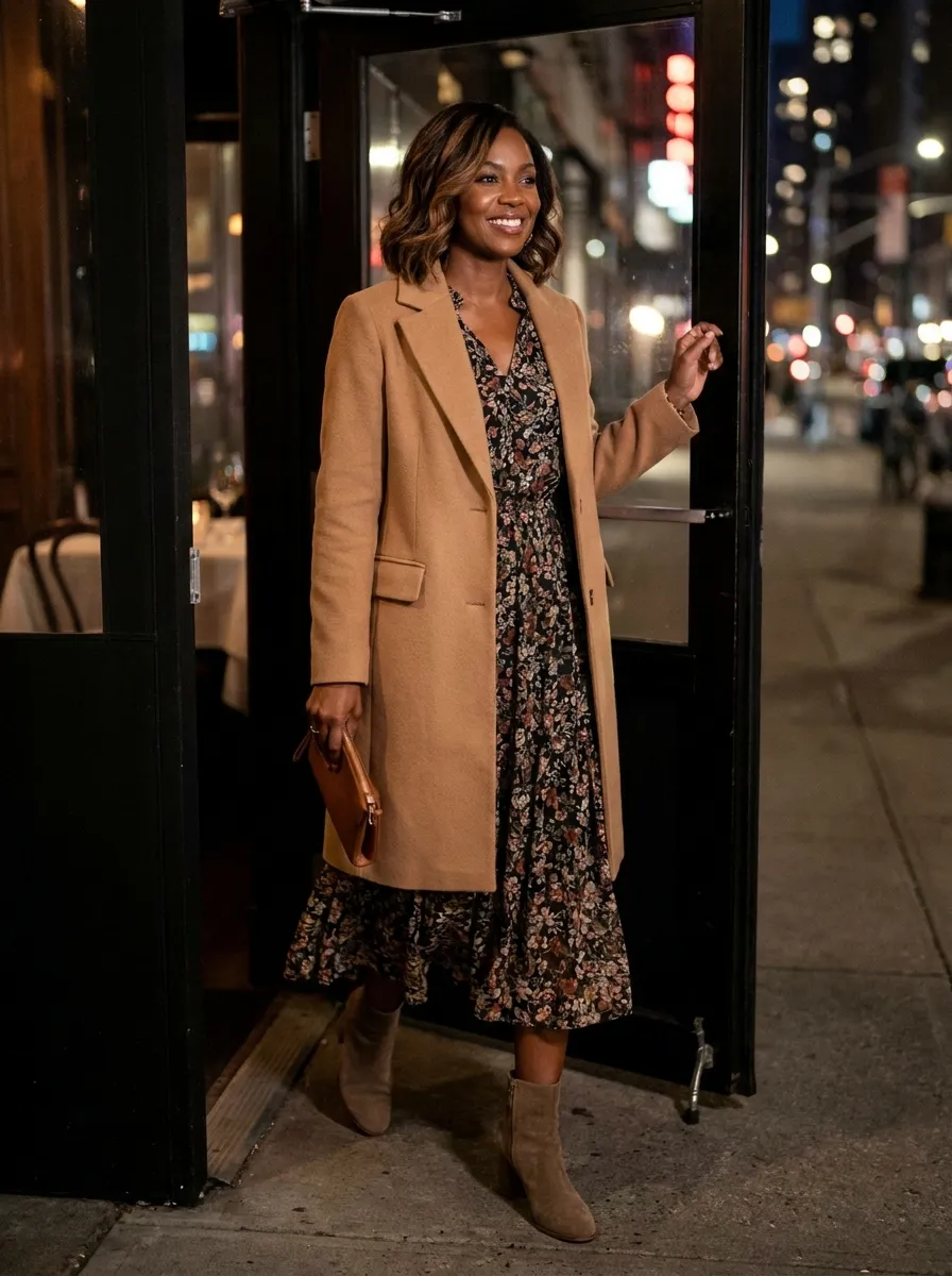 Wool Car Coat and Midi Dress — 17 Easy Outfit Ideas for Fall Outfits for Black Women