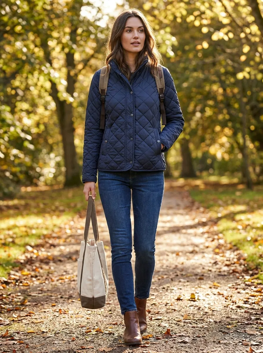 Quilted Jacket and Slim Jeans — 18 Chic September Outfits to Start Your Fall Style