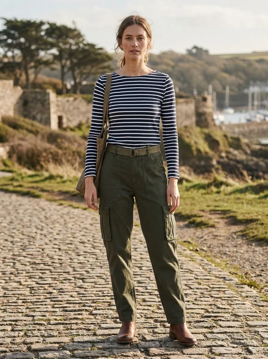 Striped Tee and Utility Pants — 18 Chic September Outfits to Start Your Fall Style