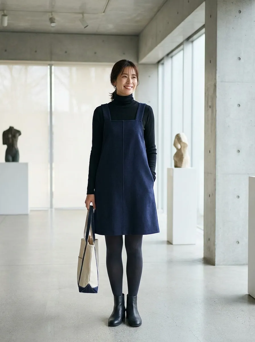 Turtleneck and Pinafore Dress — 18 Chic September Outfits to Start Your Fall Style