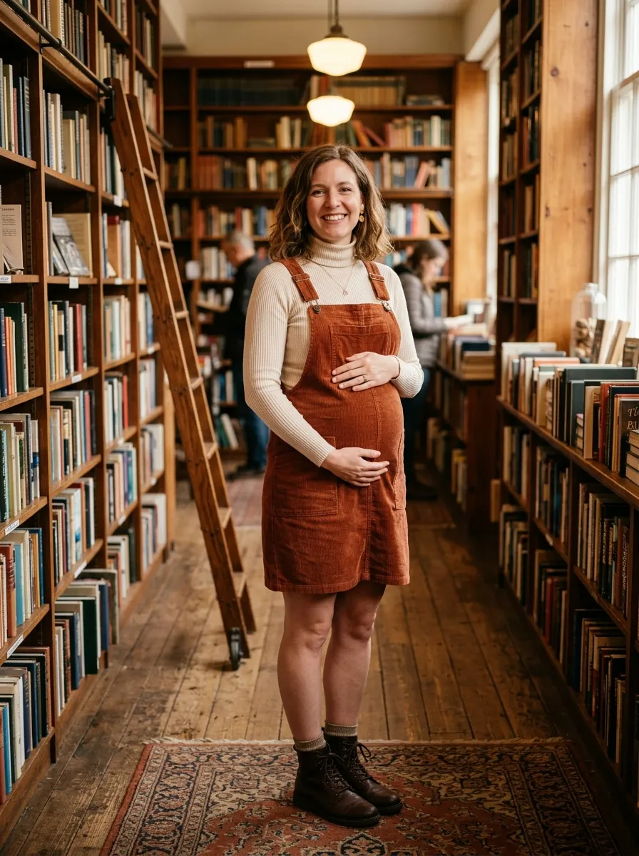Corduroy Pinafore Dress with a Turtleneck — 19 Fall Casual Dresses for Pregnant Women to Try Now